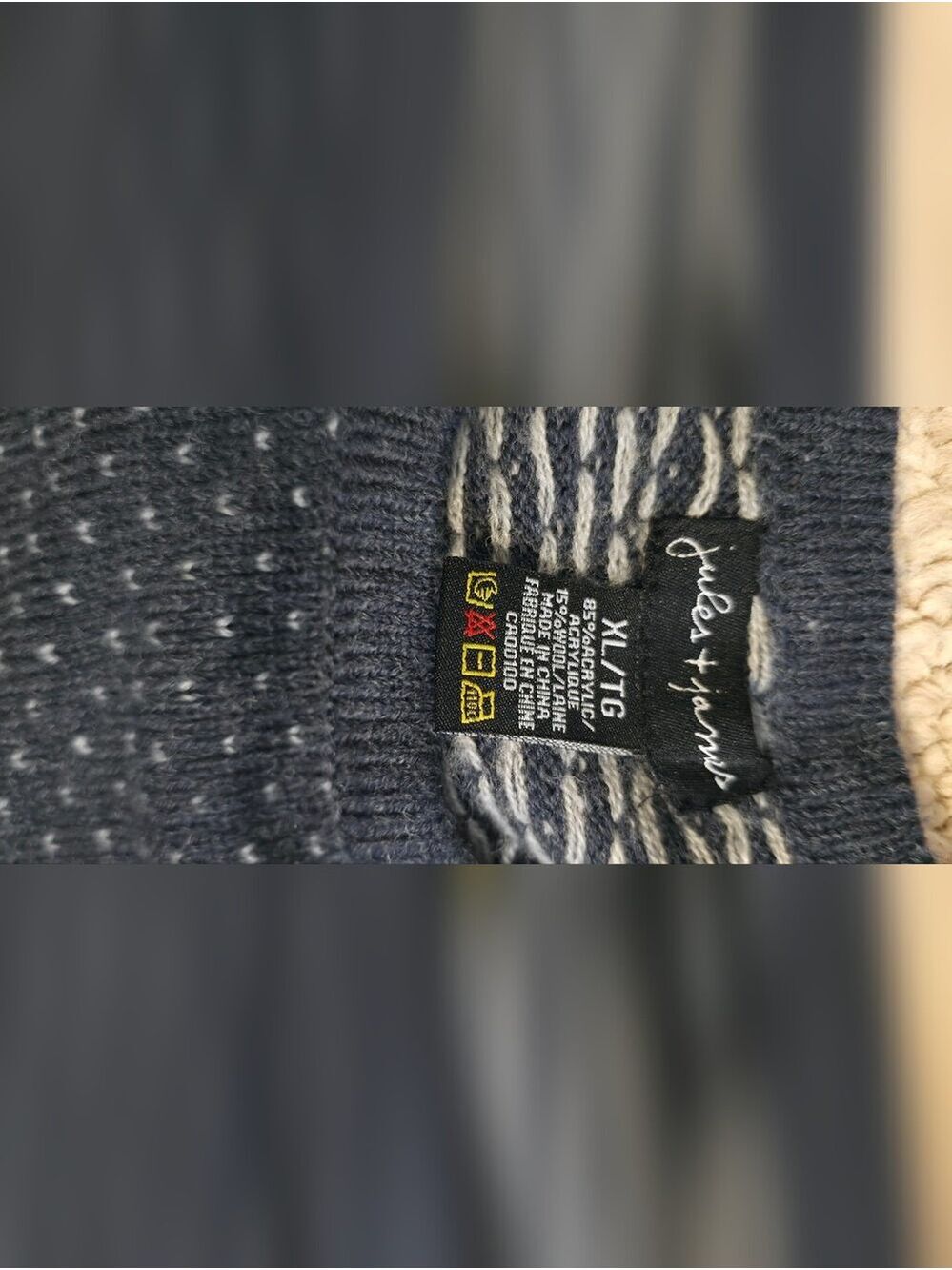 4/$67 Deal! Cozy Jules & James Crewneck Sweater in Navy and Gray - Picture 2 of 8